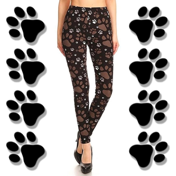DOG PAW PRINT BLACK LEGGINGS - Picture 2 of 8